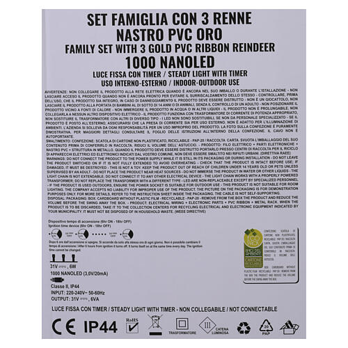 Famiglia di renne con nastro oro 105x200cm 6