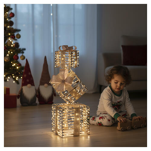 Set de 3 paquets cadeaux ruban doré 300 NANOLEDs 76x25 cm 1