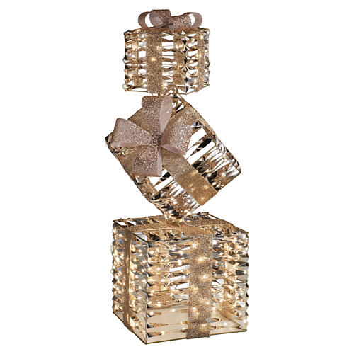 Set of 3 Christmas gift boxes with golden ribbon 300 NANOLEDs, 76x25cm 4