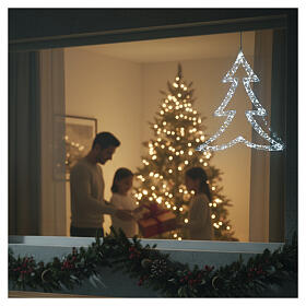 Leuchtdekoration Weihnachtsbaum mit Perlen, 200 Nano-LED, 55 × 50 cm