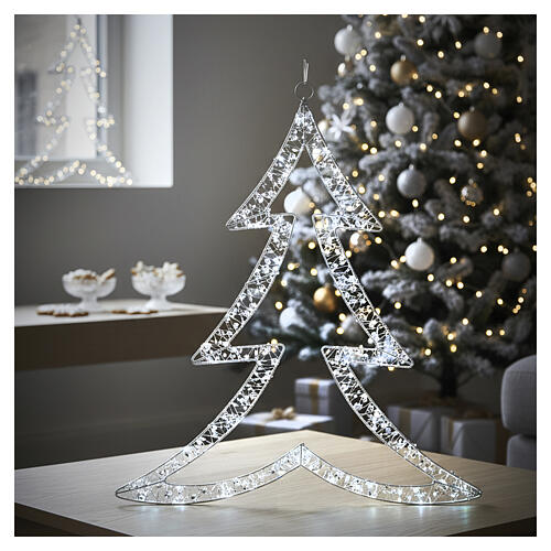 Leuchtdekoration Weihnachtsbaum mit Perlen, 200 Nano-LED, 55 × 50 cm 3