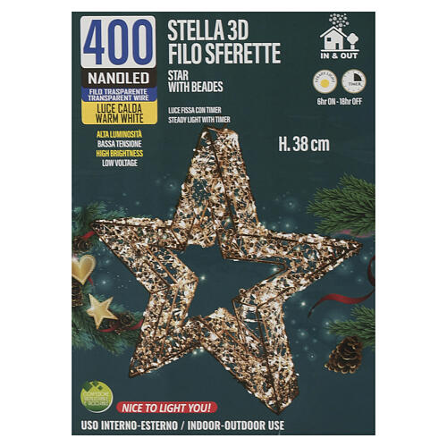 Stella 3D con 400 NANOLED luce calda 40cm  4