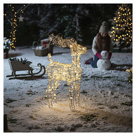 Reindeer with wire and 500 NANOLED beads, warm white light, 24x12x4 in