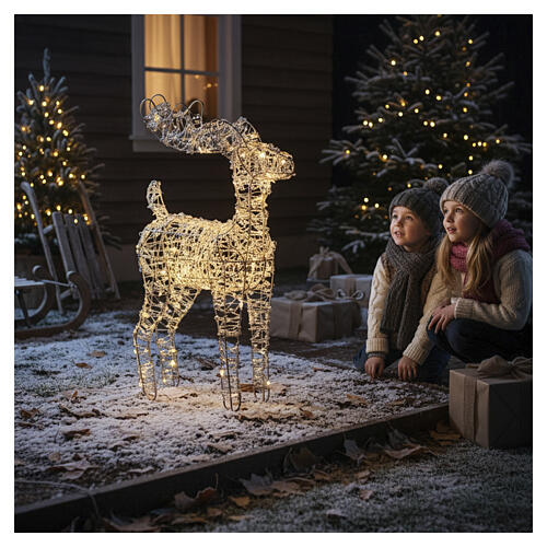 Reindeer with wire and 500 NANOLED beads, warm white light, 24x12x4 in 3