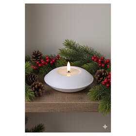 Vela de Navidad efecto fuego blanco cálido 12 cm diámetro