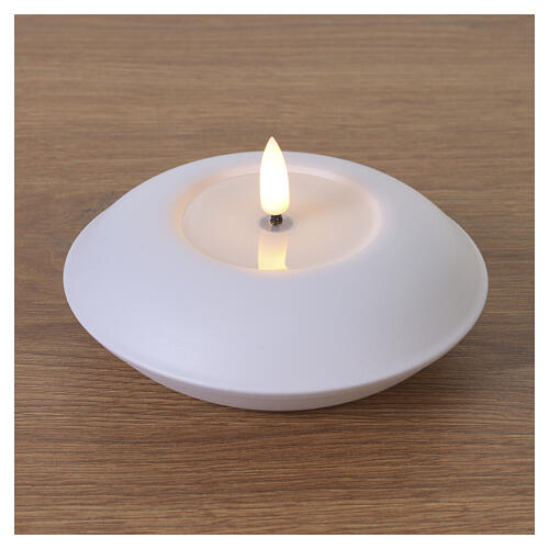 Vela natalícia efeito fogo branco quente 12 cm diâmetro 1