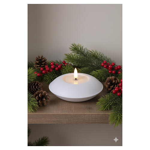 Vela natalícia efeito fogo branco quente 12 cm diâmetro 2