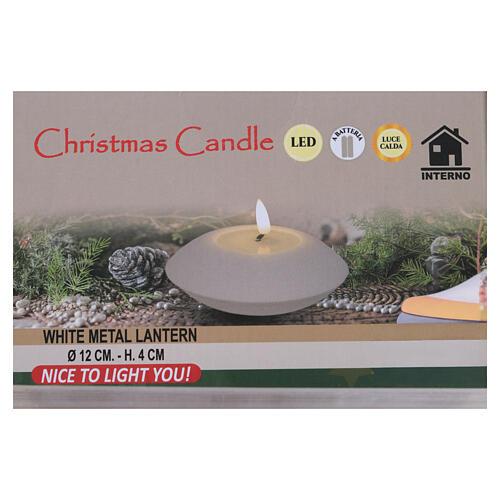 Vela natalícia efeito fogo branco quente 12 cm diâmetro 3