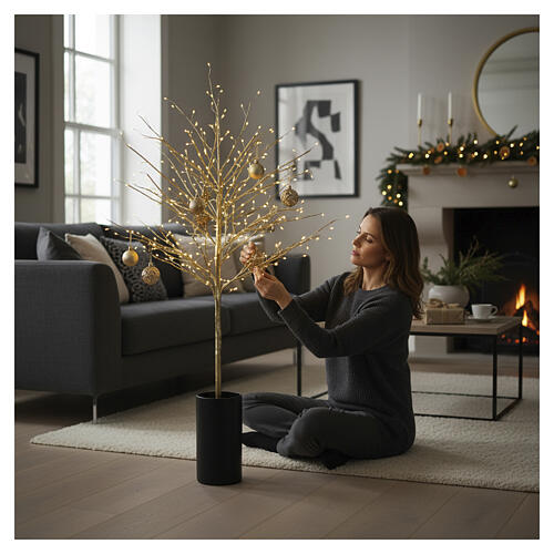 Arbre lumineux avec décorations dorées 90 cm avec 240 NANOLEDs 1