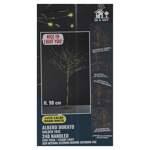 Lighted tree with gold decorations 90cm NANOLED 240 5