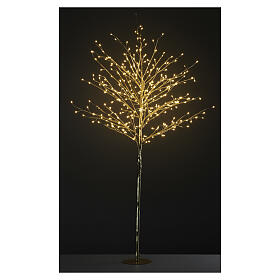 Arbre d'ornement lumineux avec ruban doré lumière chaude 150 cm