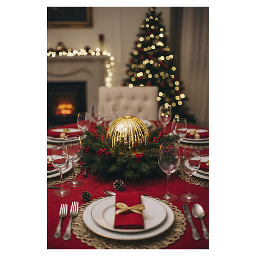 Metallised gold glass sphere with rerforated LED stars and stripes 2