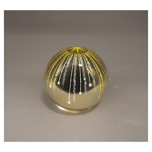 Sphère en verre métallisé doré avec étoiles et rayures perforées LED 5