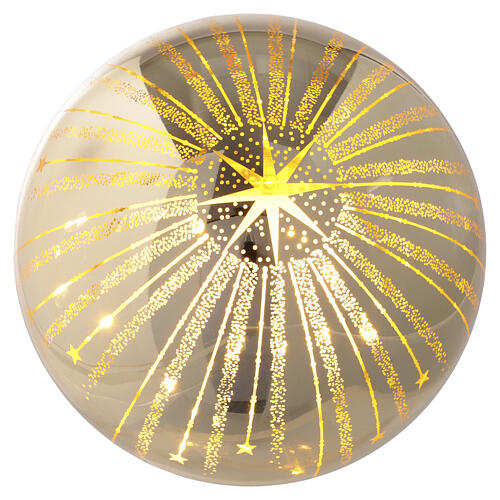 Glass Sphere with Metallic Gold and Pierced LED Stars and Stripes 3