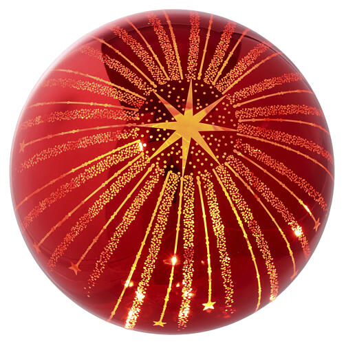 Red glass sphere with 15 NANOLEDs, 5 in 4