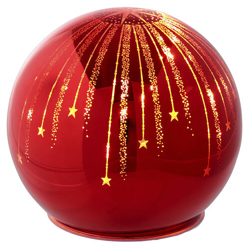 Esfera com LEDs em vidro vermelho 15 NANOLEDs 12 cm 1