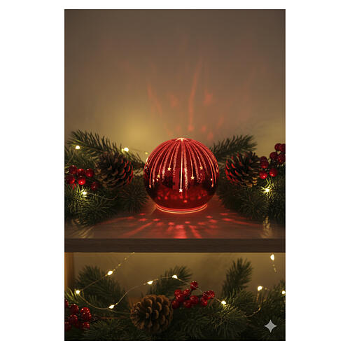 Red Glass Sphere with 15 NanoLEDs 12cm 2