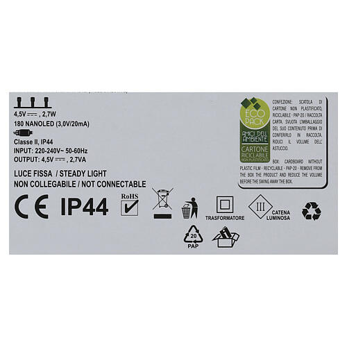 Árvore luminosa 180 NANOLEDs 150 cm branco quente 6