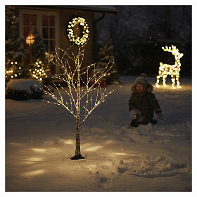 Wood effect tree with warm fixed light, 35 in