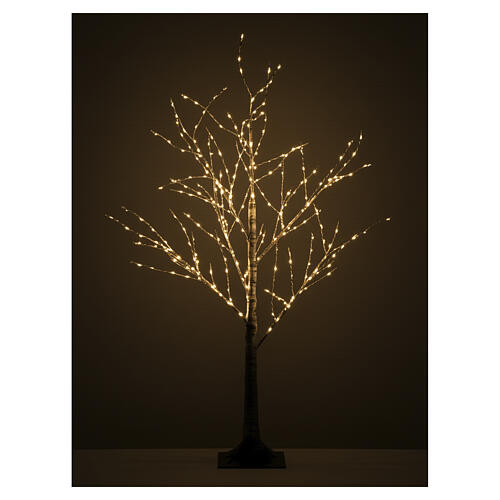 Árvore efeito de madeira com luz fixa quente 90 cm 2