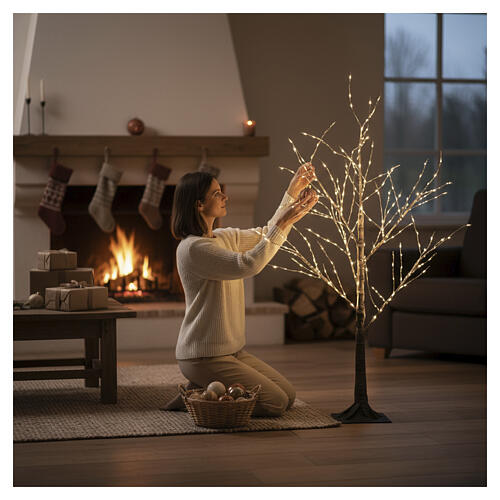 Árbol tronco madera luminoso 120cm blanco cálido 3