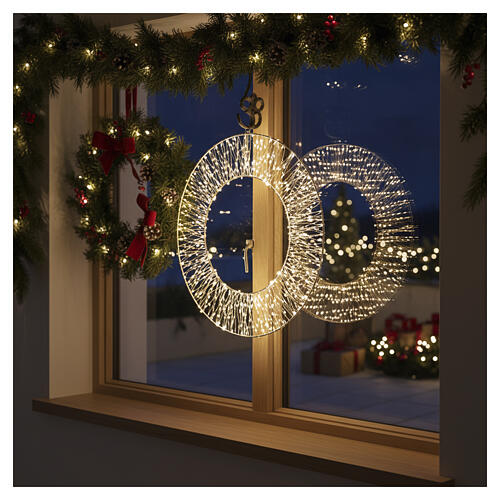 Metal 12-inch 2D wreath with warm light 3