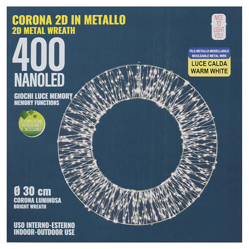 Coroa luminosa 2D em metal 30 cm luz quente 4