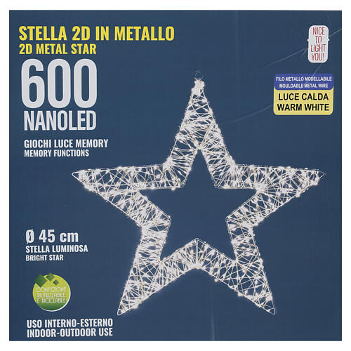 Estrela luminosa 2D 45 cm 600 NANOLEDs branco quente 5