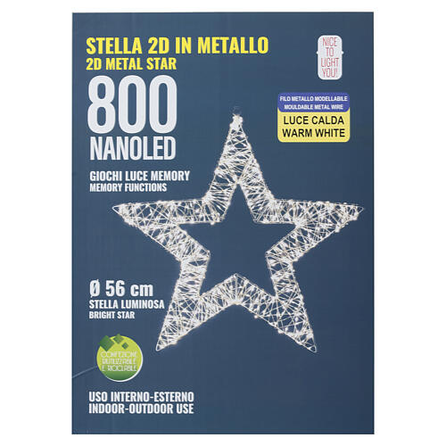 2D metal light-up star with 800 NANOLEDs, 22 in 5