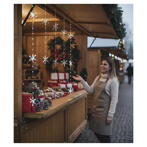 Lichtervorhang „Schneeflockenregen“, 234 Nano-LED, RGB, 90 × 120 cm 3