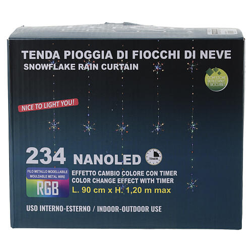 Cortina luminosa chuva de flocos de neve 234 LEDs RGB 4