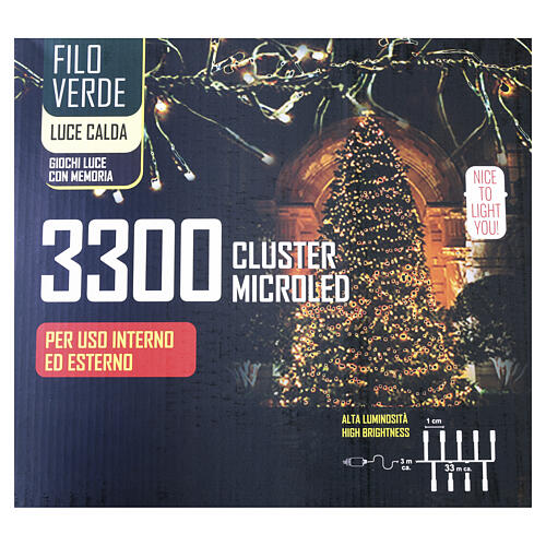 Corrente luminosa 3000 LEDs luz quente de Natal 7