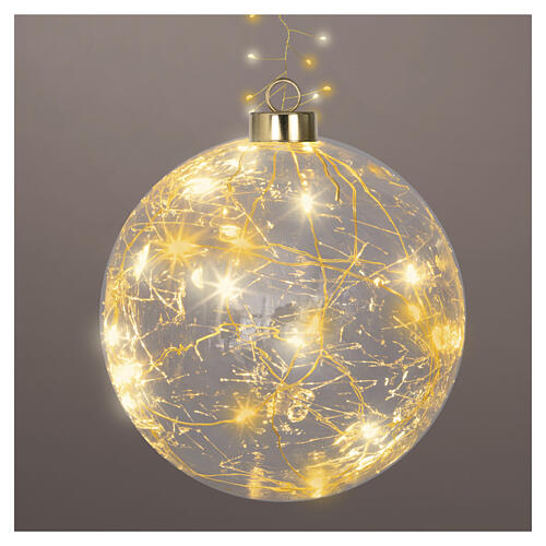 Glass light sphere with 60 warm white LEDs for indoor use, 6 in 1