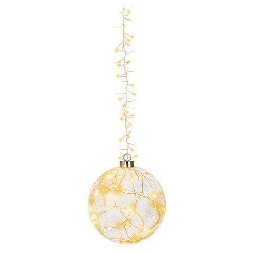 Glass light sphere with 60 warm white LEDs for indoor use, 6 in 4