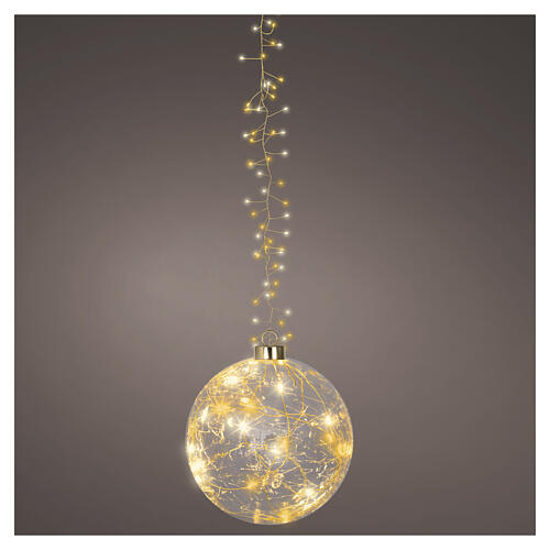 Sphère lumineuse 60 LEDs blanc chaud en verre usage intérieur 15 cm 3