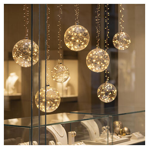 Decoración esfera vidrio 80 LED luz cálida 20 cm para interior 2