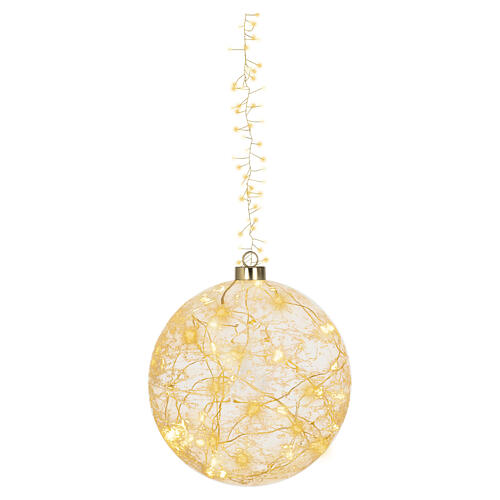 Glass decorative sphere with 80 warm white LEDs, 20 cm for indoor use 4