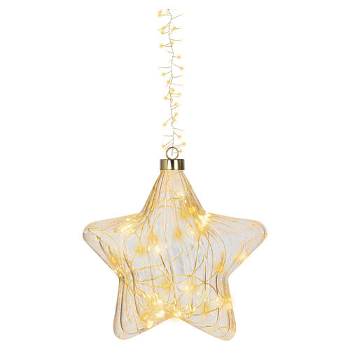 Estrella luminosa 70 LED blanco cálido vidrio 20 cm para interior 2