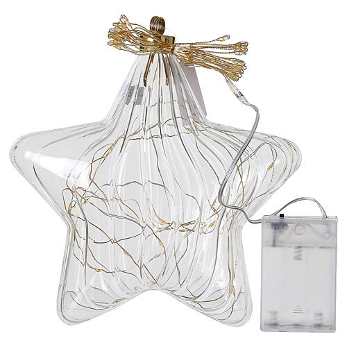 Estrella luminosa 70 LED blanco cálido vidrio 20 cm para interior 4