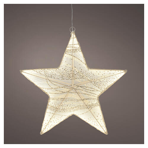 Estrella luminosa tela 156 LED blanco cálido 40 cm para interior 1