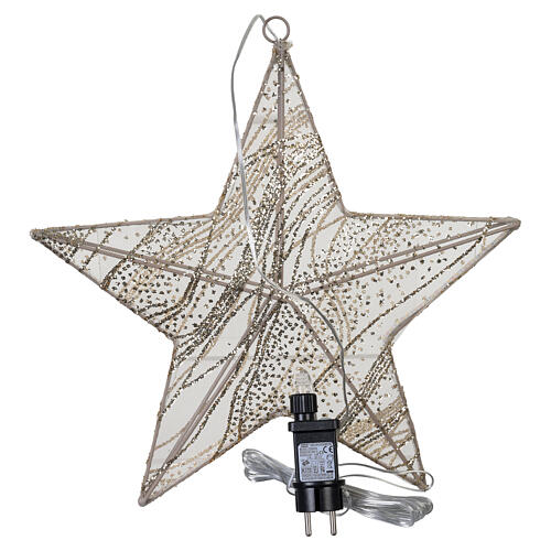 Estrela luminosa tecido 156 luzes LED branco quente 40 cm para interior 5