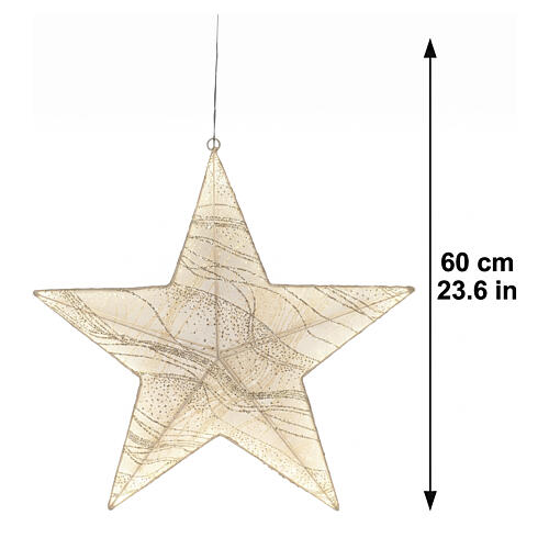 Étoile décorative tissu 248 LEDs lumière chaude 60 cm pour intérieur 3
