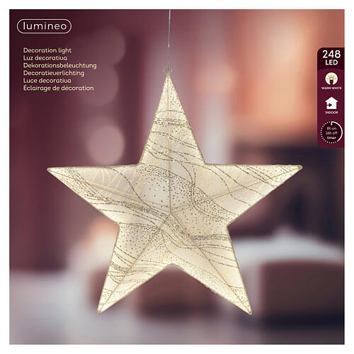 Étoile décorative tissu 248 LEDs lumière chaude 60 cm pour intérieur 4