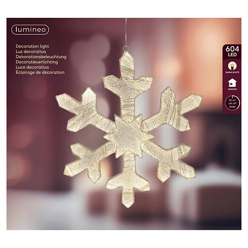 Copo de nieve tejido luminoso 604 LED blanco cálido 60 cm uso interior 3