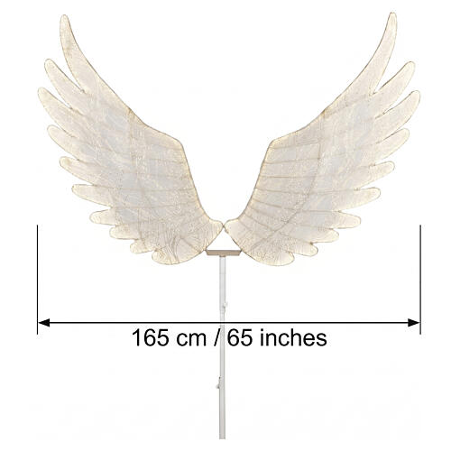 Angel fabric wings with 1064 warm white LEDs, 65 in, for indoor 3
