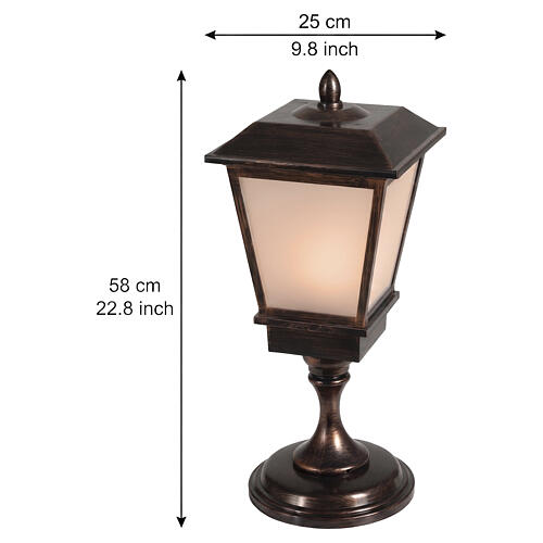Lighted lantern, 95 warm white LEDs, flame effect, 25x10x10 in, indoor/outdoor 3
