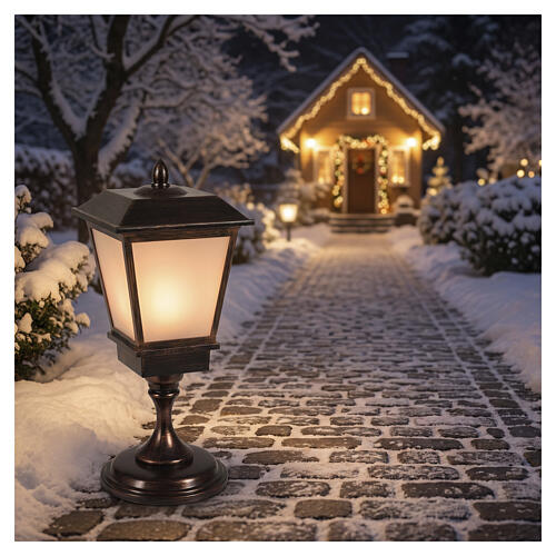 Lanterne lumineuse int/ext 95 LEDs blanc chaud effet flamme 60x25x25 cm 2