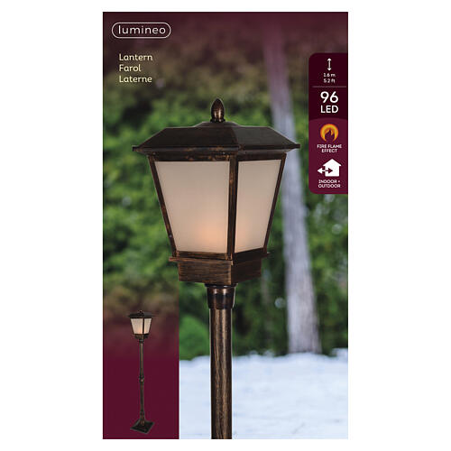 Lampione luminoso 95 LED luce calda effetto fiamma 160x25x25 cm per esterno 4