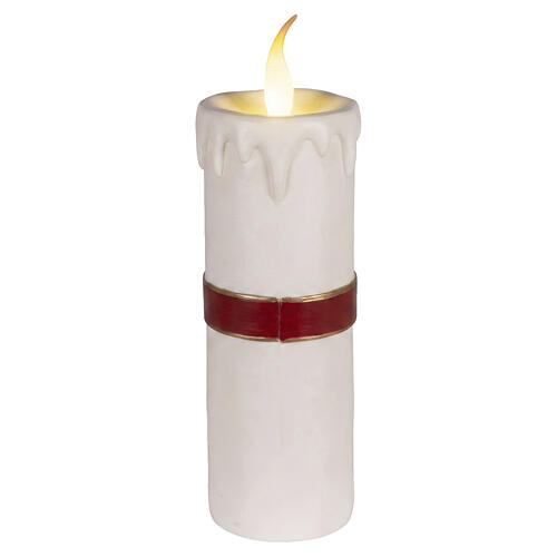 Bougie LED blanche décorée d'un nœud rouge lumière blanc chaud effet flamme 55x20x20 cm pour intérieur 5