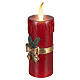 Red LED candle with gold bow, warm white flame effect, 18x8x6 in s4